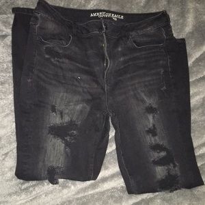 American Eagle Distressed Black Hi-Rise Jegging